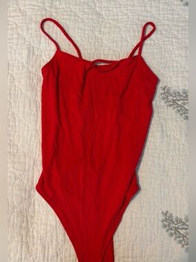 Garage Red Ribbed bodysuit